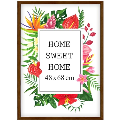Mg Design Bilderrahmen 48x68 cm - Farbe Braun, aus Holz, mit Acrylglas - zum vertikalen oder horizontalen Aufhängen, ohne Hintergrund, für Fotos, Poster, Puzzles von Mg Design