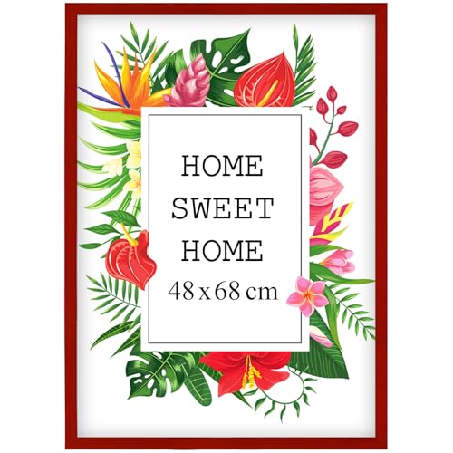 Mg Design Bilderrahmen 48x68 cm - Farbe Rot, aus Holz, mit Acrylglas - zum vertikalen oder horizontalen Aufhängen, ohne Hintergrund, für Fotos, Poster, Puzzles Mg Design Bilderrahmen 48x68 cm - Farbe Rot, aus Holz, mit Acrylglas - zum vertikalen oder horizontalen Aufhängen, ohne Hintergrund, für Fotos, Poster, Puzzles von Mg Design
