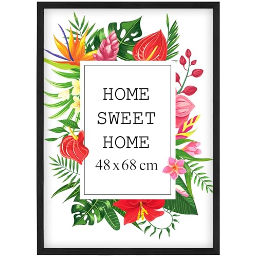 Mg Design Bilderrahmen 48x68 cm - Farbe Schwarz aus Holz, mit Acrylglas - zum vertikalen oder horizontalen Aufhängen/Aufstellen, für Fotos, Poster, Puzzles von Mg Design