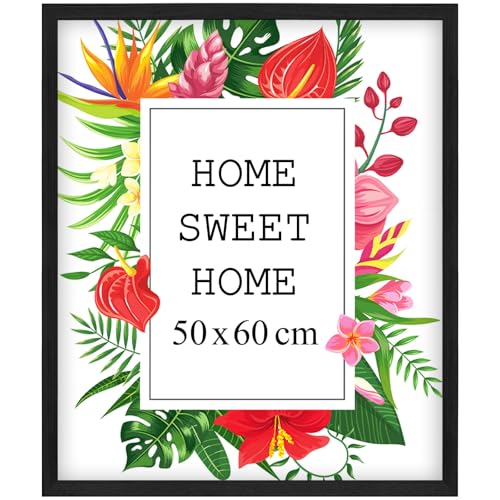 Mg Design Bilderrahmen 50x60 cm - Farbe Schwarz aus Holz, mit Acrylglas - zum vertikalen oder horizontalen Aufhängen/Aufstellen, für Fotos, Poster, Puzzles von Mg Design