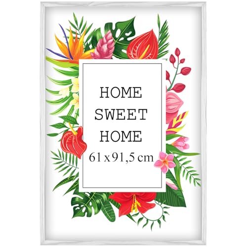 Mg Design Bilderrahmen 61x91,5 cm - Farbe Weiß, aus Holz, mit Acrylglas - zum vertikalen oder horizontalen Aufhängen, ohne Hintergrund, für Fotos, Poster, Puzzles von Mg Design