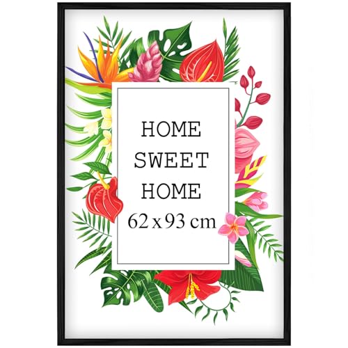 Mg Design Bilderrahmen 62x93 cm - Farbe Schwarz aus Holz, mit Acrylglas - zum vertikalen oder horizontalen Aufhängen/Aufstellen, für Fotos, Poster, Puzzles von Mg Design