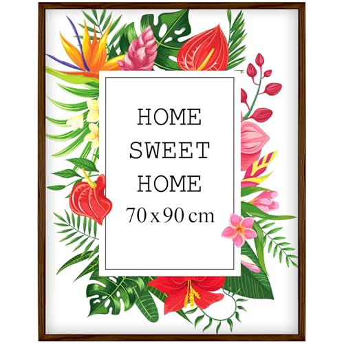 Mg Design Bilderrahmen 70x90 cm - Farbe Braun, aus Holz, mit Acrylglas - zum vertikalen oder horizontalen Aufhängen, ohne Hintergrund, für Fotos, Poster, Puzzles von Mg Design