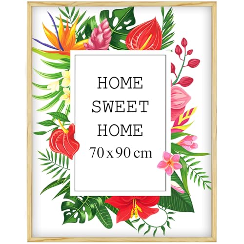 Mg Design Bilderrahmen 70x90 cm - Farbe Natur, aus Holz, mit Acrylglas - zum vertikalen oder horizontalen Aufhängen, ohne Hintergrund, für Fotos, Poster, Puzzles von Mg Design