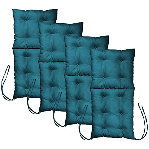 Mg Design Stuhlkissen 4er Set 50 x 100 cm Sitzkissen blau - Gartenstühle Sitzauflagen aus Polsterstoff, mit weicher Füllung, mit Schnüren zum Binden - Niedriglehner Auflagen Mg Design Stuhlkissen 4er Set 50 x 100 cm Sitzkissen blau - Gartenstühle Sitzauflagen aus Polsterstoff, mit weicher Füllung, mit Schnüren zum Binden - Niedriglehner Auflagen von Mg Design