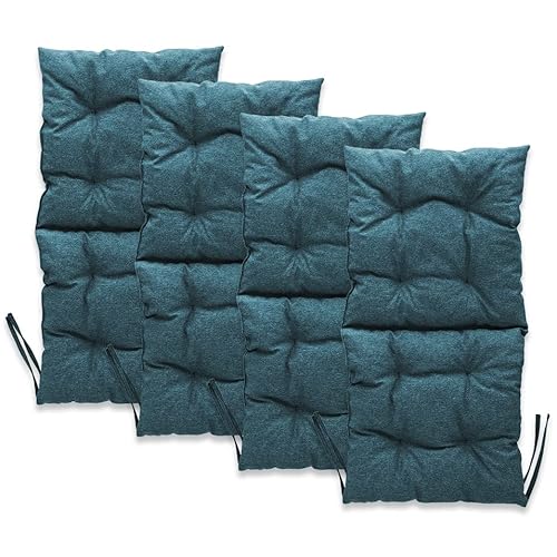 Mg Design Stuhlkissen 4er Set 50 x 100 cm Sitzkissen blau - Gartenstühle Sitzauflagen aus Polsterstoff, mit weicher Füllung, mit Schnüren zum Binden - Niedriglehner Auflagen Mg Design Stuhlkissen 4er Set 50 x 100 cm Sitzkissen blau - Gartenstühle Sitzauflagen aus Polsterstoff, mit weicher Füllung, mit Schnüren zum Binden - Niedriglehner Auflagen von Mg Design