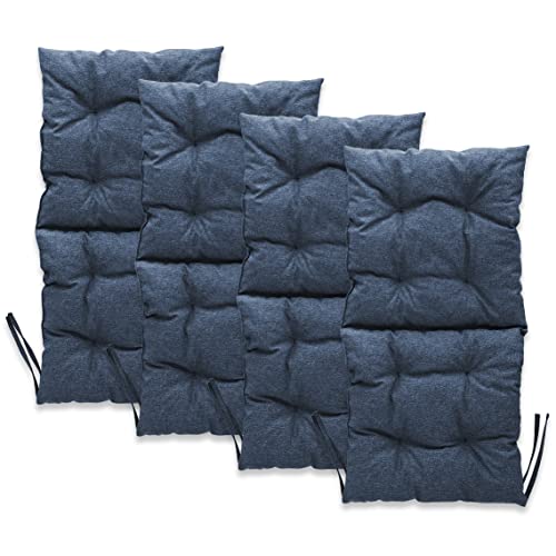 Mg Design Stuhlkissen 4er Set 50 x 100 cm Sitzkissen blau - Gartenstühle Sitzauflagen aus Polsterstoff, mit weicher Füllung, mit Schnüren zum Binden - Niedriglehner Auflagen Mg Design Stuhlkissen 4er Set 50 x 100 cm Sitzkissen blau - Gartenstühle Sitzauflagen aus Polsterstoff, mit weicher Füllung, mit Schnüren zum Binden - Niedriglehner Auflagen von Mg Design