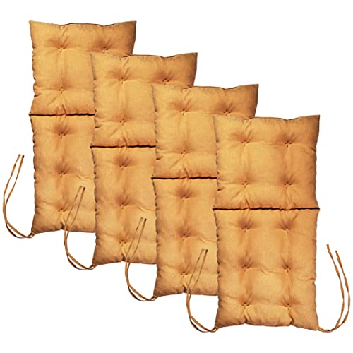 Mg Design Stuhlkissen 4er Set 50 x 100 cm Sitzkissen gelb - Gartenstühle Sitzauflagen aus Polsterstoff, mit weicher Füllung, mit Schnüren zum Binden - Niedriglehner Auflagen Mg Design Stuhlkissen 4er Set 50 x 100 cm Sitzkissen gelb - Gartenstühle Sitzauflagen aus Polsterstoff, mit weicher Füllung, mit Schnüren zum Binden - Niedriglehner Auflagen von Mg Design