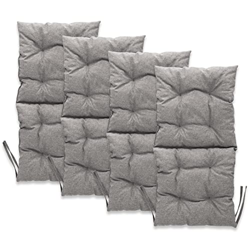 Mg Design Stuhlkissen 4er Set 50 x 100 cm Sitzkissen grau - Gartenstühle Sitzauflagen aus Polsterstoff, mit weicher Füllung, mit Schnüren zum Binden - Niedriglehner Auflagen Mg Design Stuhlkissen 4er Set 50 x 100 cm Sitzkissen grau - Gartenstühle Sitzauflagen aus Polsterstoff, mit weicher Füllung, mit Schnüren zum Binden - Niedriglehner Auflagen von Mg Design