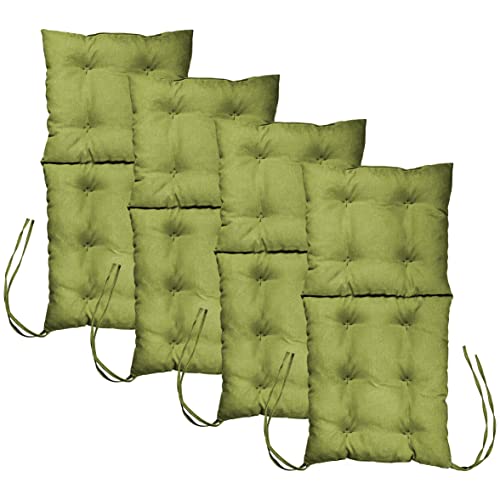 Mg Design Stuhlkissen 4er Set 50 x 100 cm Sitzkissen grün - Gartenstühle Sitzauflagen aus Polsterstoff, mit weicher Füllung, mit Schnüren zum Binden - Niedriglehner Auflagen Mg Design Stuhlkissen 4er Set 50 x 100 cm Sitzkissen grün - Gartenstühle Sitzauflagen aus Polsterstoff, mit weicher Füllung, mit Schnüren zum Binden - Niedriglehner Auflagen von Mg Design