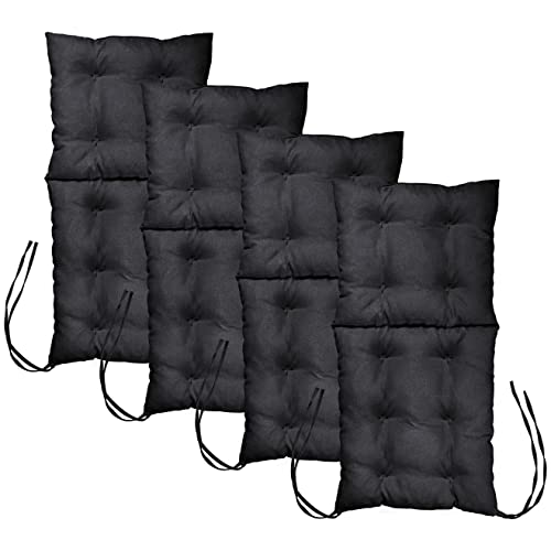Mg Design Stuhlkissen 4er Set 50 x 100 cm Sitzkissen schwarz- Gartenstühle Sitzauflagen aus Polsterstoff, mit weicher Füllung, mit Schnüren zum Binden - Niedriglehner Auflagen Mg Design Stuhlkissen 4er Set 50 x 100 cm Sitzkissen schwarz- Gartenstühle Sitzauflagen aus Polsterstoff, mit weicher Füllung, mit Schnüren zum Binden - Niedriglehner Auflagen von Mg Design
