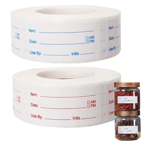 2 Roll-Gefrierlabels selbstklebende PVC Abnehmbare Gefrierschranketiketten zum Schreiben von Jam-Jar-Aufklebern für Kitchen Household Freezer von Mgonwl