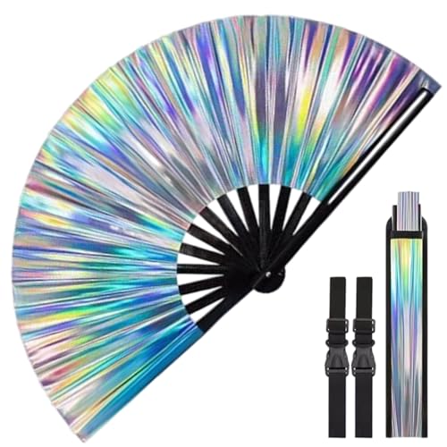 Fans für Linien Tanzt schillernden PVC -Tanzfan mit Bambusrippen tragbar und faltbar mit Aufbewahrungstasche und Riemen für Tai Chi, Kung Fu & More Dance Fan Fans für Linien Tanzt schillernden PVC -Tanzfan mit Bambusrippen tragbar und faltbar mit Aufbewahrungstasche und Riemen für Tai Chi, Kung Fu & More Dance Fan von Mgonwl