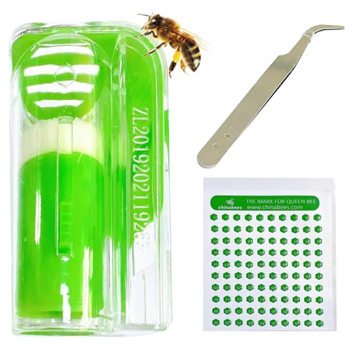 Königin Käfige für Bienen, ein Handkönigin Bienenfänger, tragbare Bienenmarkerflasche mit Pinzetten und Back -Etikett, Markierungskit von Mgonwl