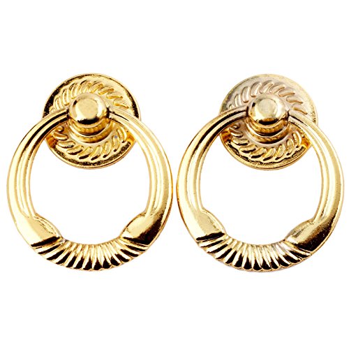 Mgoodoo Moderner Möbelknopf Ring, Drop Pull Ring Möbel Schrank Griff 47 x 38 mm, Golden, 10 Stück von Mgoodoo