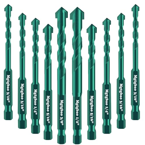 Mgtgbao Betonbohrer-Set, Steinbohrer, Fliesenbohrer, Hartmetallspitze für Glas, Ziegel, Fliesen, Beton, Kunststoff, Keramik und Holz, mit den Größen 5/32 Zoll bis 1/2 Zoll, Grün, 10 Stück Mgtgbao Betonbohrer-Set, Steinbohrer, Fliesenbohrer, Hartmetallspitze für Glas, Ziegel, Fliesen, Beton, Kunststoff, Keramik und Holz, mit den Größen 5/32 Zoll bis 1/2 Zoll, Grün, 10 Stück von Mgtgbao