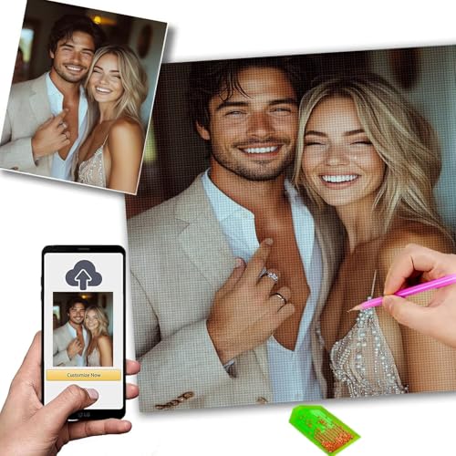 Diamond Painting Eigenes Foto, Diamant Painting Bilder 40x90cm, 5D Diamond Paintings Erwachsene kinder, Custom Pets Family Couples Idol Karikatur Design foto auf leinwand, DIY Kreative Geschenk m-98 von Mhpbdljy