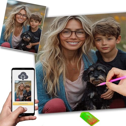 Diamond Painting Eigenes Foto, Diamant Painting Bilder 80x80cm, 5D Diamond Paintings Erwachsene kinder, Custom Pets Family Couples Idol Karikatur Design foto auf leinwand, DIY Kreative Geschenk m-83 von Mhpbdljy