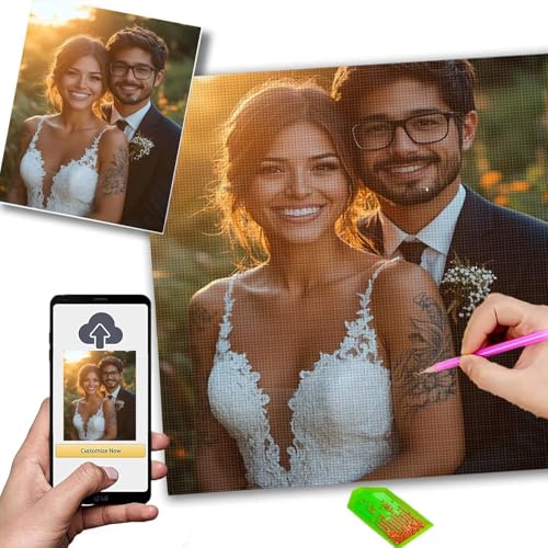 Diamond Painting Eigenes Foto 80x80cm Diamond Painting Kleine Bilder, DIY Leinwand Personalisiert Foto Mosaikherstellung Full Drill Diamant Malerei Picture for Home Decor, Geschenke für Frauen m-93 von Mhpbdljy