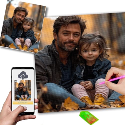 Diamond Painting Personalisiert 70x90cm 5D Diamond Painting Eigenes Foto, DIY Malen Nach Zahlen Personalisiert, Fotoleinwand Eigenes Bild Geburtstagsgeschenk & Hochzeitsgeschenk Diamantmalerei m-96 von Mhpbdljy
