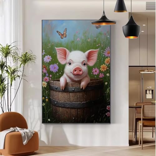 Malen Nach Zahlen Erwachsene Frühling Malen Nach Zahlen mit Rahmen 35x45 Leinwand, DIY Painting by Numbers Adults Tier Handgemalt Ölgemälde Kit mit 3 Pinseln und Acrylfarbe, Wanddeko Wohnzimmer b-101 von Mhpbdljy