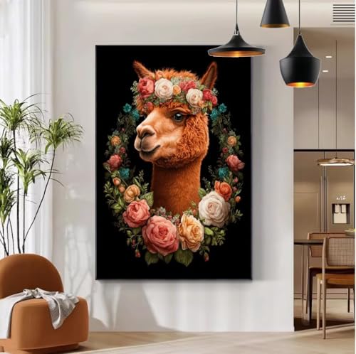 Malen Nach Zahlen Erwachsene Tier Malen Nach Zahlen mit Rahmen 35x45cm Leinwand, DIY Painting by Numbers Adults Blume Handgemalt Ölgemälde Kit mit 3 Pinseln und Acrylfarbe, Wanddeko Wohnzimmer b-95 von Mhpbdljy