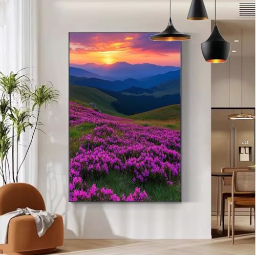 Malen Nach Zahlen Erwachsene mit Rahmen Landschaft Malen Nach Zahlen Erwachsene Natur Muster, DIY Handgemalt Ölgemälde Kit mit Pinseln + Acrylfarbe + 35x45cm Leinwand Knitterfreie, Deko Schlafb-108 von Mhpbdljy