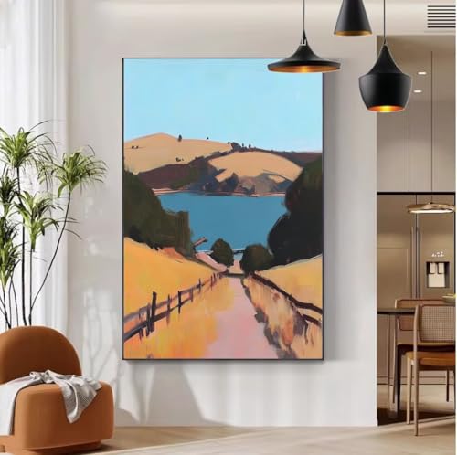 Malen Nach Zahlen Erwachsene mit Rahmen Landschaft Malen Nach Zahlen Erwachsene Natur Muster, DIY Handgemalt Ölgemälde Kit mit Pinseln + Acrylfarbe + 90x120 cm Leinwand Knitterfreie, Deko Schlafb-105 von Mhpbdljy