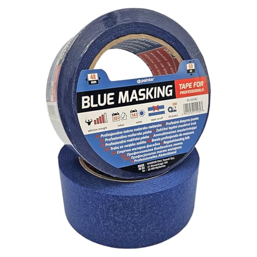 MiG-met - Kreppband 48mm - Malerkrepp - 2 Stück, 50m, Blau - Abklebeband Maler - Malerband - Klebeband Malerarbeiten - Kreppklebeband - UV-beständig, für Innen- und Außeneinsatz MiG-met - Kreppband 48mm - Malerkrepp - 2 Stück, 50m, Blau - Abklebeband Maler - Malerband - Klebeband Malerarbeiten - Kreppklebeband - UV-beständig, für Innen- und Außeneinsatz von MiG-met