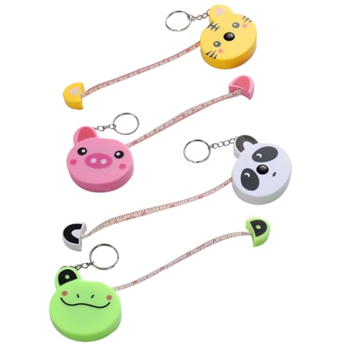 4 Stück Einziehbare Maßbänder Körper, 59 Zoll Doppelseitig Schneidermaßband mit Zoll/cm-Skalen, Niedliche Measuring Tape mit Schlüsselring zum Nähen von Körperstoffen Schneidern Stricken von MiOYOOW