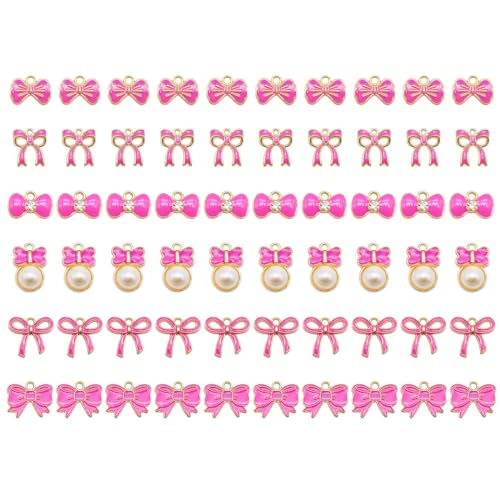 Armband Anhängers, 60 Stück Schleifen Anhänger Armbandanhänger, Schlüsselanhänger, Anhänger zum Basteln für Armbänder, Halsketten, Ohrringe, Schmuckherstellung (6 Arten) von MiOYOOW