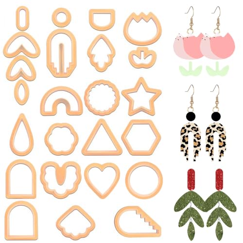 Ausstechformen aus Polymer-Ton, Polymer Clay Cutters, 24 Formen, Stern, Rund, Wassertropfen, Blume, Liebesherz, Polymer Clay Ausstecher Ohrringe, Tonausstecher zur Herstellung Von Ohrringen Ausstechformen aus Polymer-Ton, Polymer Clay Cutters, 24 Formen, Stern, Rund, Wassertropfen, Blume, Liebesherz, Polymer Clay Ausstecher Ohrringe, Tonausstecher zur Herstellung Von Ohrringen von MiOYOOW