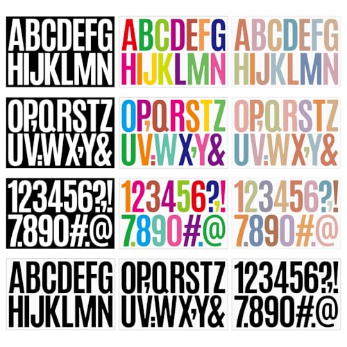 Buchstaben- und Zahlenaufkleber, 12 Blätter Klebebuchstaben Groß, Vinyl, Wasserdicht Symbolaufkleber, Selbstklebend Alphabet-Dekor für Wand, Poster, Tafel, Zuhause, Party Buchstaben- und Zahlenaufkleber, 12 Blätter Klebebuchstaben Groß, Vinyl, Wasserdicht Symbolaufkleber, Selbstklebend Alphabet-Dekor für Wand, Poster, Tafel, Zuhause, Party von MiOYOOW