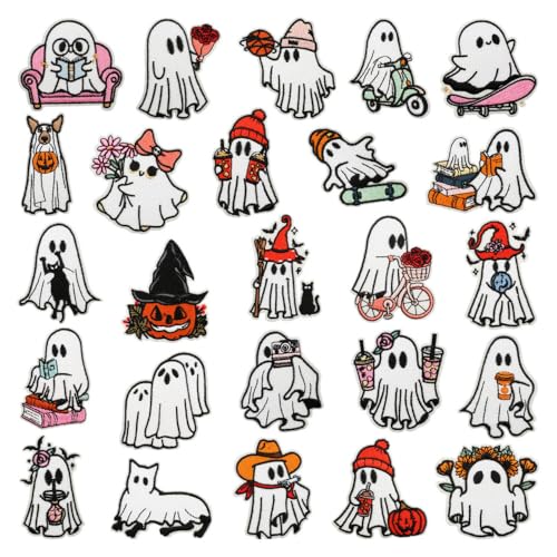 Halloween Geister Aufkleber, Stickerei Hexen Sticker, Lustige Halloween-Bügelsfleck für Kleidung, Koffer, Zubehör Halloween Geister Aufkleber, Stickerei Hexen Sticker, Lustige Halloween-Bügelsfleck für Kleidung, Koffer, Zubehör von MiOYOOW