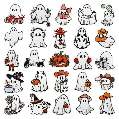 Halloween Geister Aufkleber, Stickerei Hexen Sticker, Lustige Halloween-Bügelsfleck für Kleidung, Koffer, Zubehör von MiOYOOW