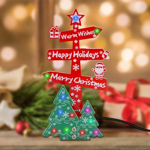 MIOYOOW Weihnachtstischschild, Lötset, DIY LED Merry Christmas Tree Sign Solder Practice Kit mit bunten Lichtern, elektronische Lötprojekte für Weihnachtsdekoration und Geschenk MIOYOOW Weihnachtstischschild, Lötset, DIY LED Merry Christmas Tree Sign Solder Practice Kit mit bunten Lichtern, elektronische Lötprojekte für Weihnachtsdekoration und Geschenk von MiOYOOW