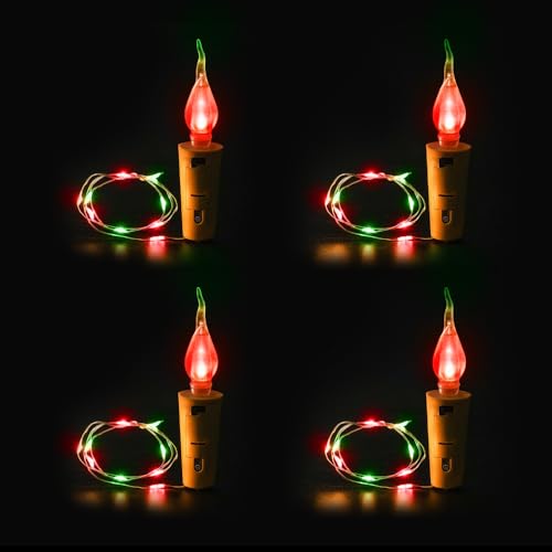 MiOYOOW 4 Stück Weinflaschen Lichter,Romantische Lichterketten Weihnachten LED Flasche mit Kork LED Umgebungslichtern für Party Hochzeit Geburtstag Datum Weihnachten Urlaub Bar von MiOYOOW