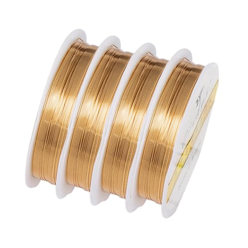 Schmuckherstellungsdraht, 4 Rollen, Perlendraht, anlaufgeschützt, Kupferdraht, 0,3/0,5/0,6/0,8/1 mm, für Schmuckherstellungszubehör von MiOYOOW