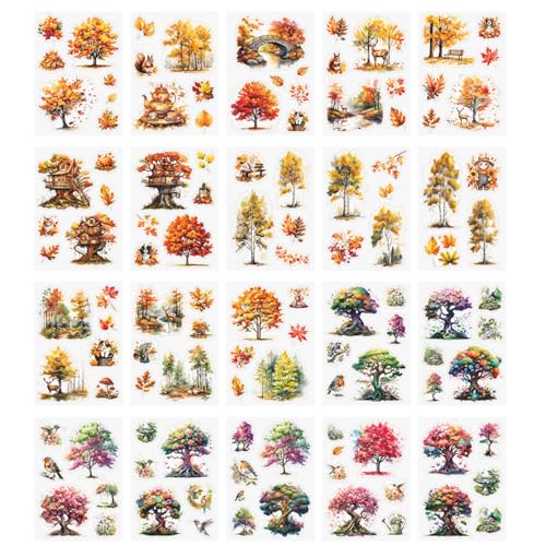 Scrapbook Aufkleber, 20 Blatt Garten Landschaft, Sticker, Wald, Fenster, Blumen, PET Aufklebers für Scrapbooking, Kartenherstellung, DIY von MiOYOOW