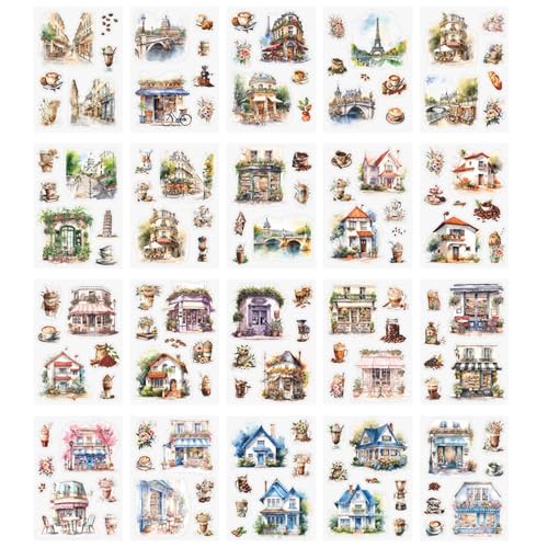 Scrapbook Aufkleber, 20 Blatt Garten Landschaft, Sticker, Wald, Fenster, Blumen, PET Aufklebers für Scrapbooking, Kartenherstellung, DIY Scrapbook Aufkleber, 20 Blatt Garten Landschaft, Sticker, Wald, Fenster, Blumen, PET Aufklebers für Scrapbooking, Kartenherstellung, DIY von MiOYOOW