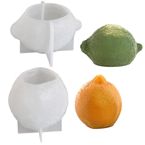 Silikon Zitronenformen, 2 Stück 3D Zitronen Kerzenform, Gießformen für die Herstellung von Kerzen, Polymerton, Epoxidharz, Schokolade von MiOYOOW