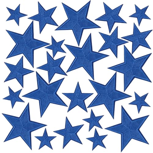 Stern Aufnäher zum Aufbügeln, Stern Stickerei Aufnäher, 24 Stück Blauer 5-Sterne Applikationen zum Aufbügeln, Stoffreparaturflicken für Kleidung, Jeans, Jacken, Hüte, Rucksäcke Stern Aufnäher zum Aufbügeln, Stern Stickerei Aufnäher, 24 Stück Blauer 5-Sterne Applikationen zum Aufbügeln, Stoffreparaturflicken für Kleidung, Jeans, Jacken, Hüte, Rucksäcke von MiOYOOW
