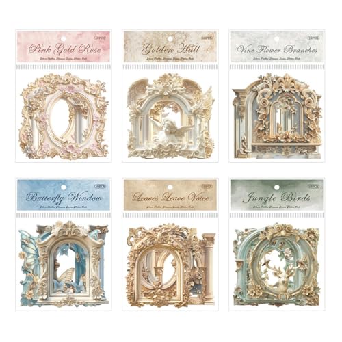 Vintage Bastelpapierrahmen, Hohlrahmen Scrapbookpapier Dekoration, Scrapbook Kartenherstellungsset zum Basteln Scrapbooking Karten Pinnwand von MiOYOOW