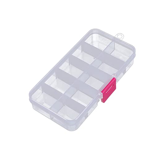 MiSMiAO Kunststoff Aufbewahrungsbox 2pcs Sortierboxen für Kleinteile Durchsichtigem Plastikbox mit Deckel Einstellbar Sortierbox 10 Gitter Perlen Ohrringe Schmuckkasten 13 * 6.6 * 2.2CM (Pink) von MiSMiAO