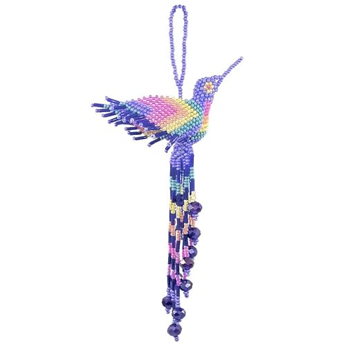 Mia Jewel Shop - Kolibri Dekor Hängende Figur | Vogelfiguren Wohnkultur | Ornament Tschechische Glas Rocailles Perlen Dekorative Hängende Ornamente - Handgemachte Dekoration (Immergrün/Pastell) von Mia Jewel Shop