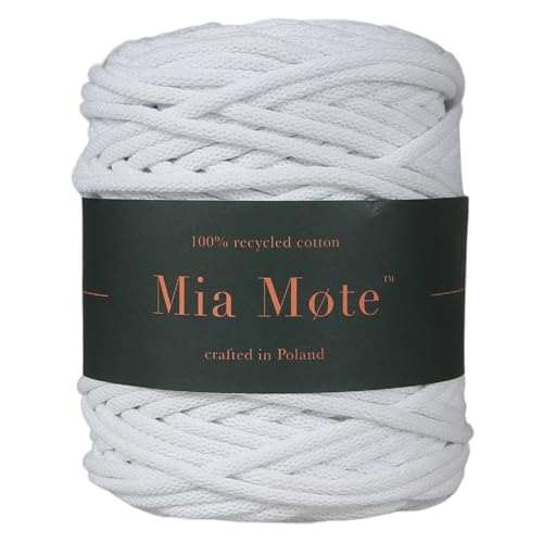 Mia Mote Lush Line Makramee garn Natürliche Baumwollkordel 100% Wiederverwertung Baumwollgarn DIY makramee Vorhang Kordel Weben Stricken Boho deko Muttertagsgeschenk Makramee garn 5mm 100 m Kreide von Mia Mote