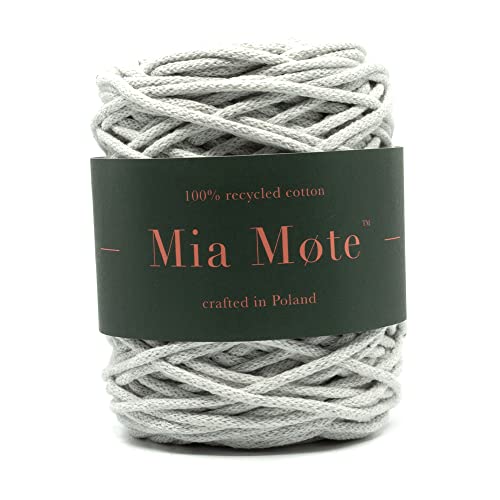 Mia Mote Thinny Line Makramee garn Natürliche Baumwollkordel 100% Wiederverwertung Baumwollgarn DIY makramee Vorhang Kordel Weben Stricken Boho deko Muttertagsgeschenk 3mm 100 m Halit/optisch grau von Mia Mote