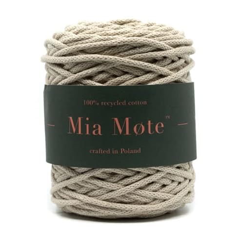 Mia Mote Basic Line Flechtkordel - Geflochtene Baumwollschnur mit Baumwollkern 5 mm - Baumwollschnur - Schnur für Makramee, DIY, Kunsthandwerk, DIY Dekoration - Ivory 50m von Mia Mote
