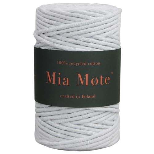 Mia Mote Eco Line Baumwolle Makramee garn am Durchmesser 5mm Länge 100 m 100% Baumwolle blumenampel makramee DIY makramee Vorhang Heimwerken Weben Anzahl Fäden 26, gebrochenes Weiß von Mia Mote