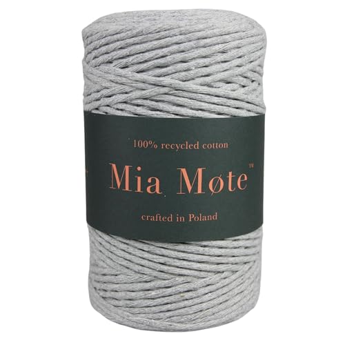 Mia Mote Eco Line Baumwolle Makramee garn am Durchmesser 5mm Länge 100m 100% Baumwolle blumenampel makramee DIY makramee Vorhang Heimwerken Weben Anzahl Fäden 20 Grau von Mia Mote